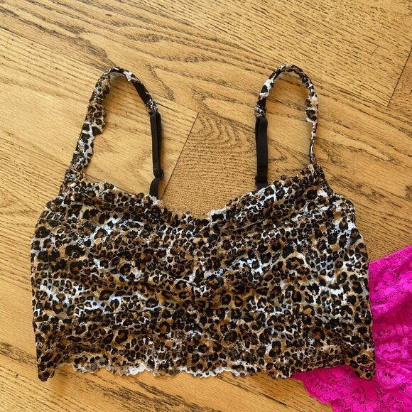 NWOT La Senza Set of 2 Lace Bralettes Bright Pink and Leopard Print Size Small - Picture 2 of 13